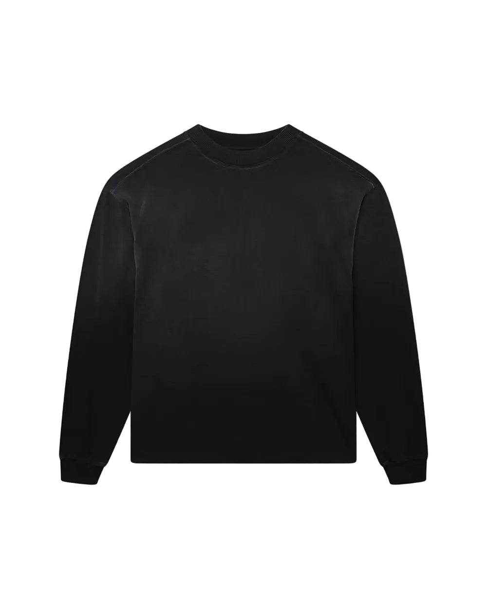 Front view of Kaizen Market Blank Heavyweight Fade Out Black T-shirts